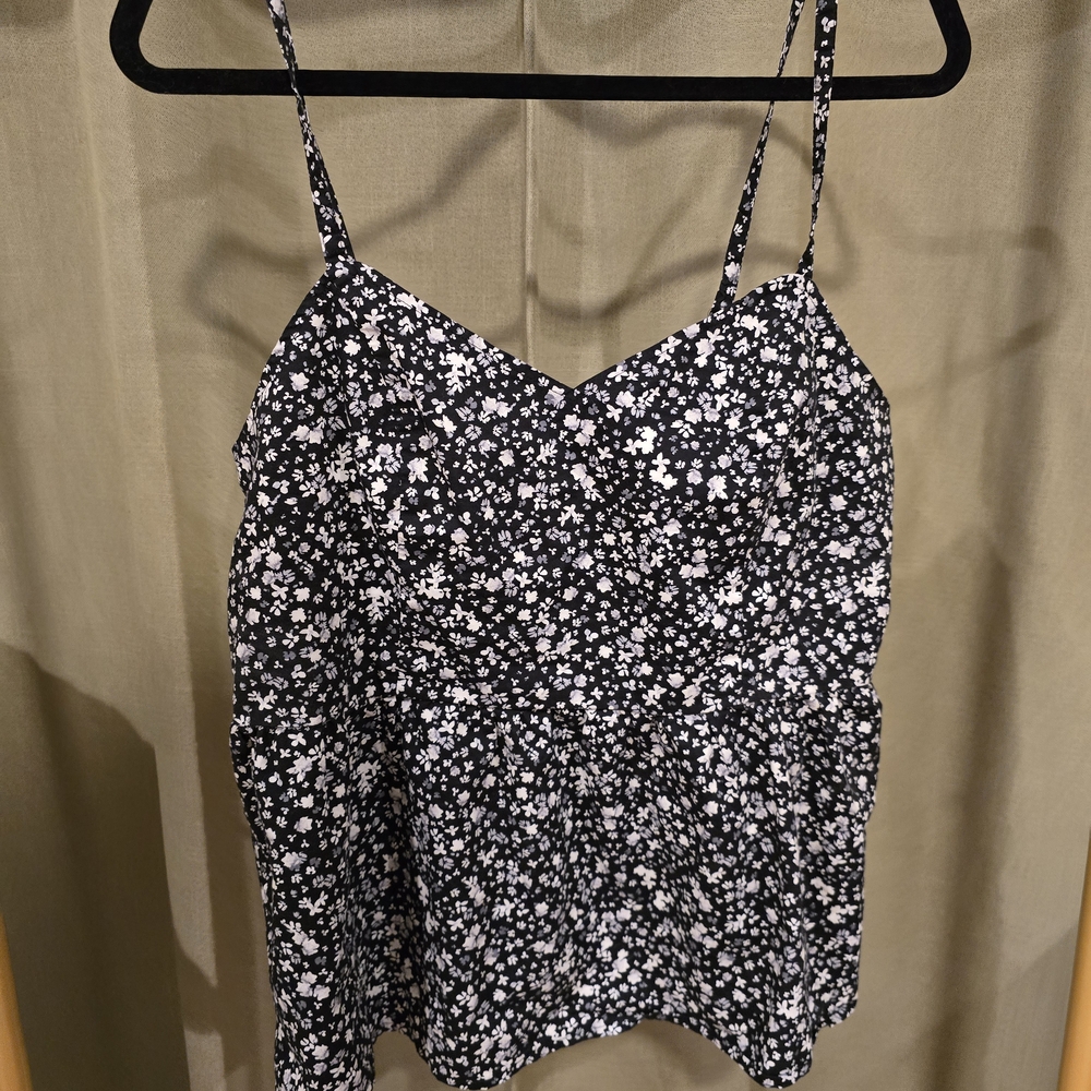 Old Navy Black and White Floral Camisole Top